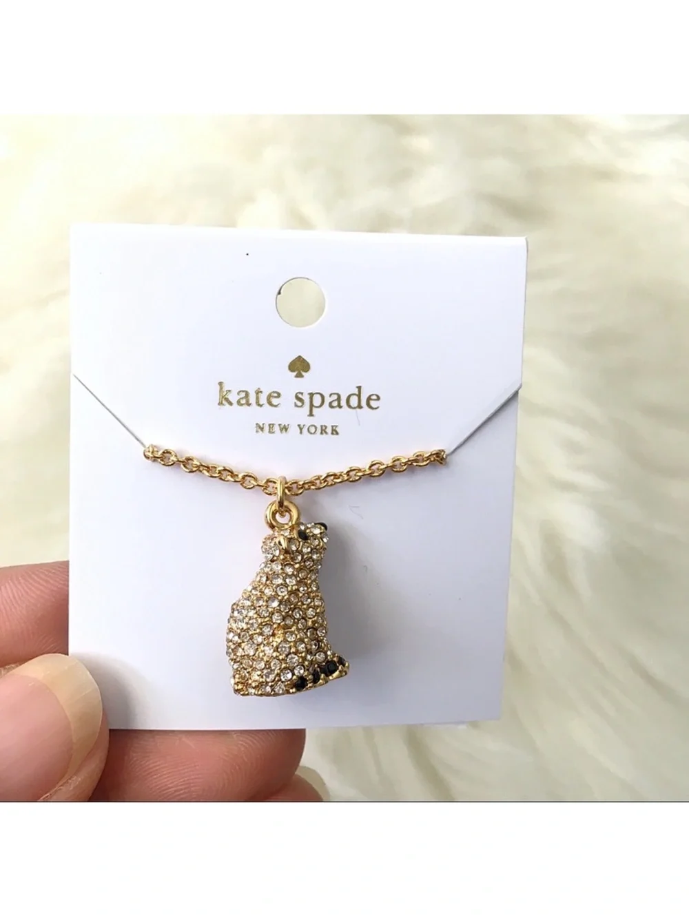 Kate Spade Cold Comforts Gold Crystal Polar Bear Pendant Necklace